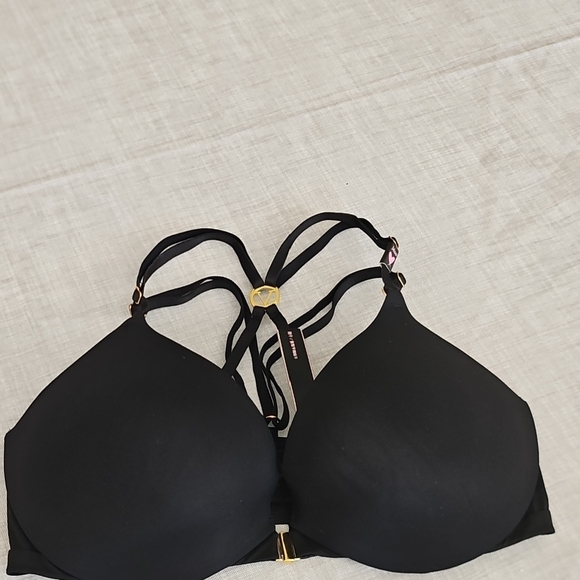 Victoria's Secret Other - Victoria's Secret Black Strappy Push-Up Bra with Gold Accents